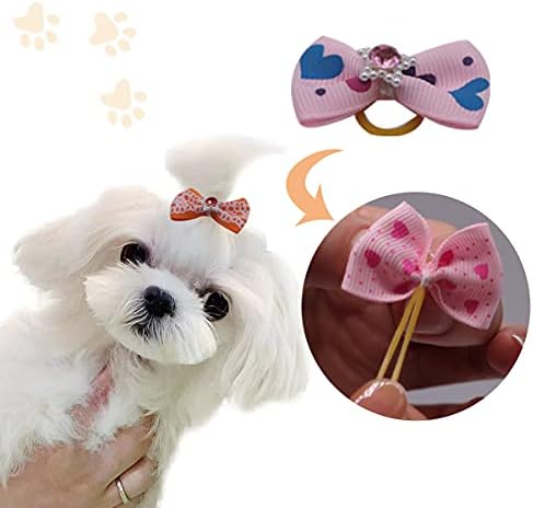 Ewanda Store 50 PCs CARAÇÕES CABELOS DE CABELO CARAÇÃO Pares de shinestone pérolas Flores Topknot Cachorro Pet Pet Helicing