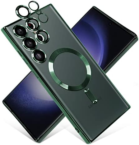 Ziye Caso claro magnético para Samsung Galaxy S23 Ultra 5G com protetor de lente da câmera, compatível com MagSafe,