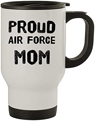 Molandra Products Proud Air Force Mom - caneca de viagem de aço inoxidável de 14 onças, branco