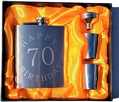 Feliz aniversário de 70 anos - conjunto de presentes de frasco de 7 oz