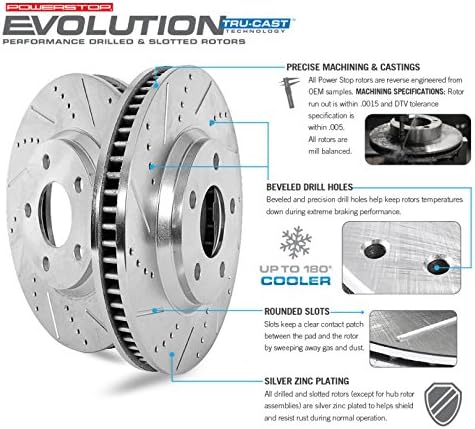 Power Stop JBR751XPR Evolução traseira Docimento e rotor com fenda