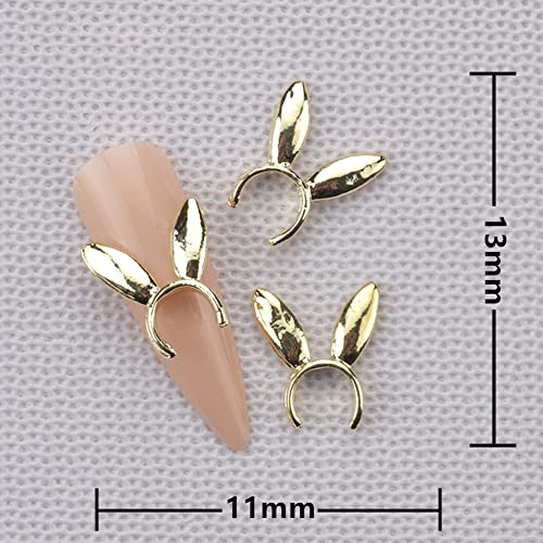 40pcs Rabbit Orends Design unha Art Charms Jóias 3D Ligição de metal diamantes Rhinestones Diy Nails Decoração de acessórios