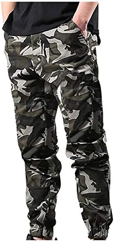 lcziwo camuflagem casual calças de moletom para homens caminhadas leves ao ar livre calça de carga elástica casual de cintura