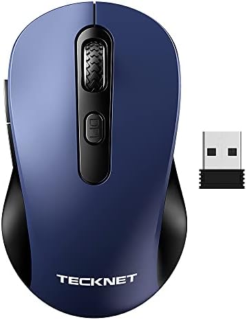 TeckNet sem fio mouse para laptop, 2,4g de mouse USB sem fio, 4 nível 2400dpi, 6 botões mouse ergonômico com receptor USB,
