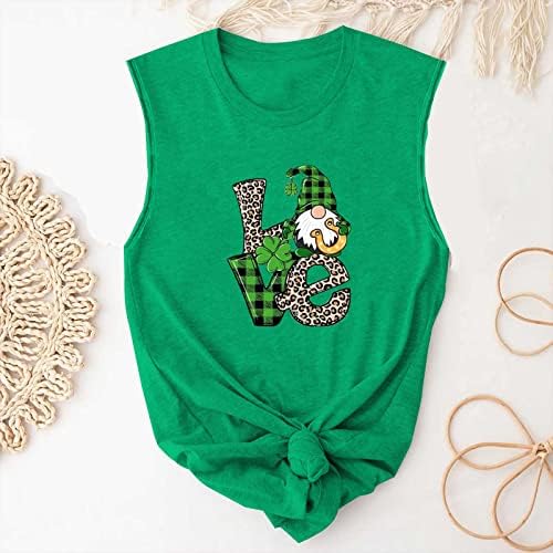 Tanque de verão feminino Tampa de tanques de desenhos animados de desenho animado camisetas casuais com tees casuais de St. Patrick