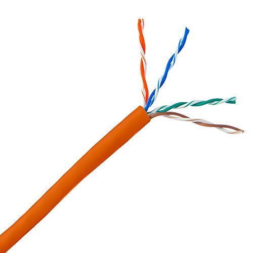 Cabo Ethernet CAT6 de 1000 pés, com classificação de plenum, cabo Ethernet de laranja, 23 AWG 4 pares de cobre nuclear,