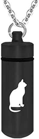 Dotuiarg Cylinder Memorial Jóia Pet Cat Cremation Colar urna de pingente para cinzas Cremação de cremação Jóias de cinzas