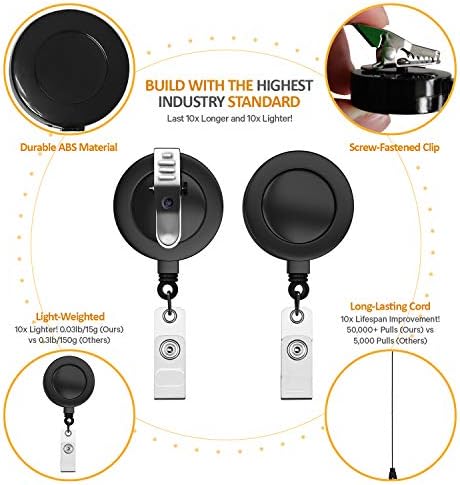 N1U 30 bobinas de emblemas de embalagem retráteis com suporte para cartão de identificação vertical à prova d'água