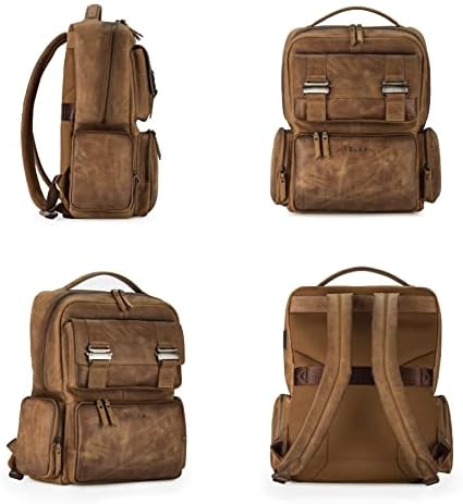 Velez Full Grein Leather Rucksack Backpack for Men - Mochila de laptop de 16 polegadas para trabalho - Business Bookbag com