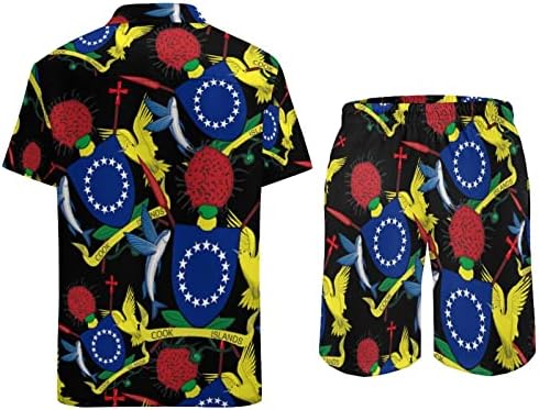 Coloque os braços de cozinheira de cozinheira de 2 ilhas masculinas, roupas de praia de 2 peças havaianas, camisa