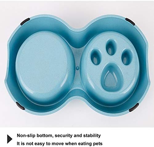 Tineer Double Pet Dog Slow Feder Bowl, Aço inoxidável Anti-Choke Puppy e alimentador de água para gatos para cães