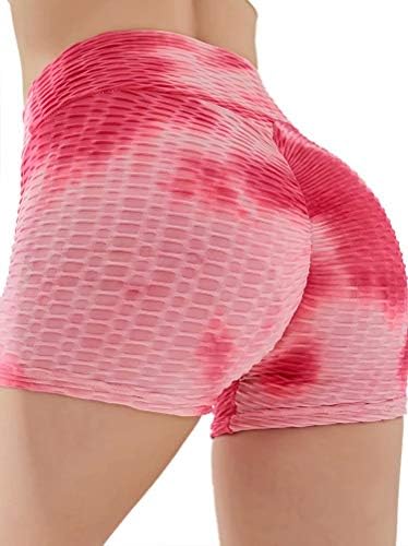 ELOSELE feminino tie de tinta de ioga shorts ruched boaty high wity ginout shorts de treino