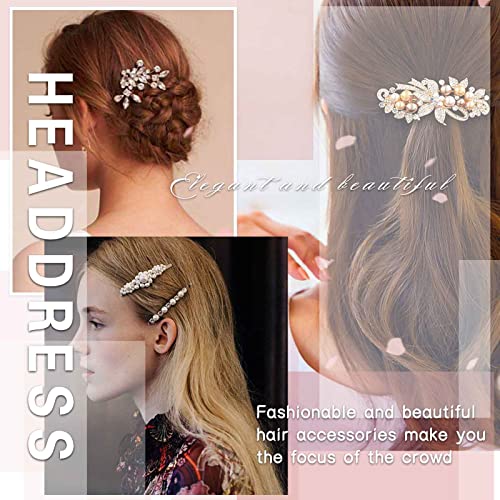 Zeshimb Cabelo de cabelo Barrette Gold Rhinestone Barrette Clip Flor Flor Cristal