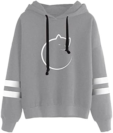 KCJGIKPOK Feminino madrugada de manga comprida Hoodies de gato de gato fofo com capuz de capuz