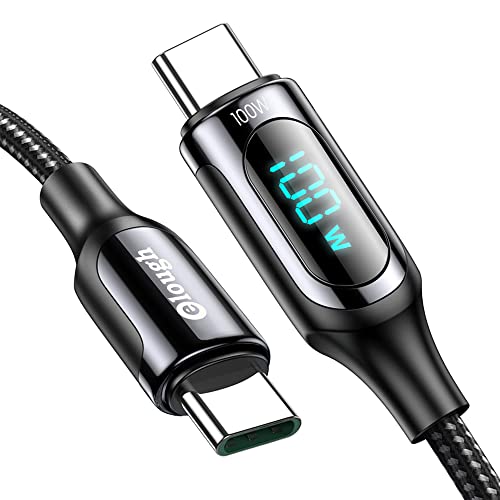 Cabo USB C de 6 pés, 5A PD100W Super Fast Chave Tipo C para Tipo C Cabo com LED Exibição USB C Cabo de carregador