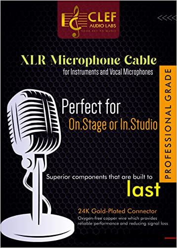 Clef Audio Labs Balanced XLR Microfone Cabo, 10 pés, preto, concha de liga de zinco, jaqueta de PVC, conectores de 3 pinos de ouro