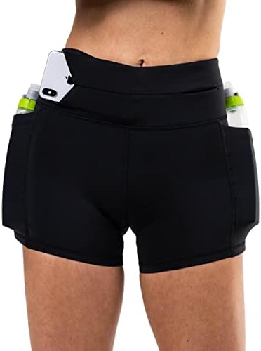 Flipbelt Womens High Wististice Biker Shorts com bolsos para mulheres, treino de ginástica para academia, ciclismo