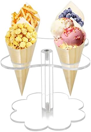 Suporte de cone de sorvete Uwariloy com 4 orifícios, cone clara de pisca de cone de acrílico.
