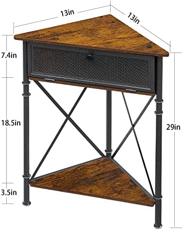 Prateleira de mesa de canto de Vecelo com armário de armazenamento, estrutura de metal industrial e prateleiras de madeira