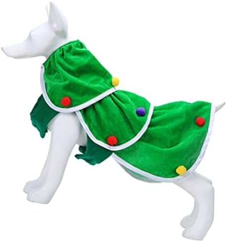 Costura de Natal de Cão Anac Puppy Capa de Xmas com Pompoms Cat Santa Cape Pet Xmas Tree Cosla Cosplay Dress para gatos e cachorro