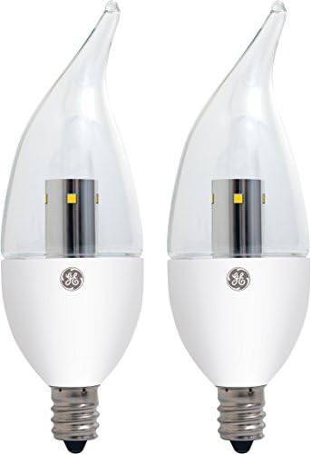 Iluminação GE 22997 LED de 3,5 watts de 170 lumen lâmpada de ponta com base de candelabros, branco claro, branco, 2 pacote
