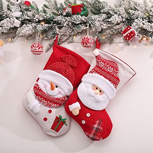 Aretygh 2pcs Christmas Stocking Ornament, malha de Santa Snowman figura meia de Natal, pingente de decoração de árvore de Natal
