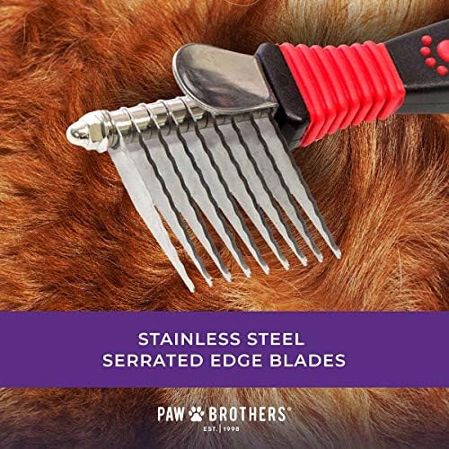 Ryan's Pet Supplies Paw Brothers 8-Blade Dematting Tool para cuidados de cães, grau profissional, lâminas de aço inoxidável,
