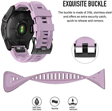 EKSIL 26 22mm Silicone Retwork Relógio Relógio Strap para Garmin Fenix ​​7x 7 6 6x Pro 5x 5plus 3HR SmartWatch EasyFit Pulseira de