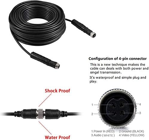 Cabo de backup Cabo 4pin Vídeo Fio de extensão de aviação Power para veículo Carrocre de carro Van Van Truck Motorhome Trailer RV