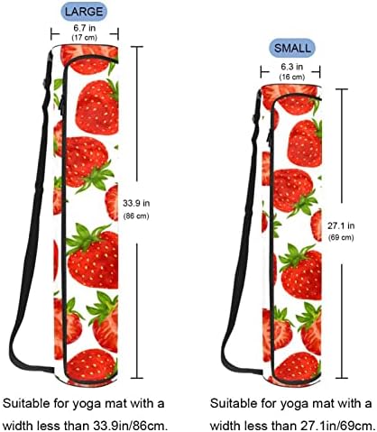 Bolsa de tapete de ioga ratgdn, morangos fofos exercícios de ioga transportadora de tape