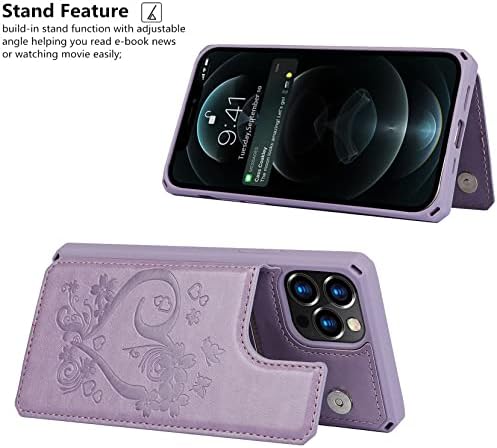 Capa de telefone do iCovercase para iPhone 12/iPhone 12 Pro Carteira Pro com suporte para mulheres, pulseira de pulso [bloqueio