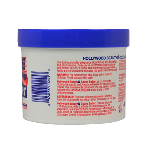 Creme de pele de manteiga de cacau de beleza de Hollywood - 25 oz. - com vitamina E - enriqueça, acalma e pele seca lisa