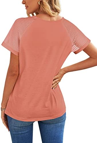 Weeso casual v pescoço camisetas para mulheres malha de manga curta Tops