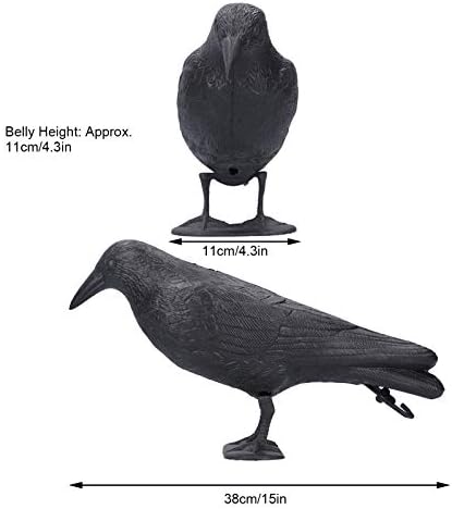 Halloween Black Feathered Crow, suporte realista de decoração de corvo artificial em pé com acessórios Rod Outdoor Indoor Fake Bird