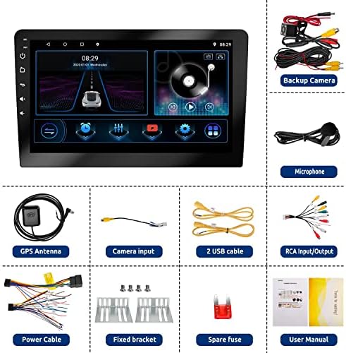 Essgoo [2g+32g] Android Din Din Car Séreo de 10,1 polegadas HD 2.5D SLIEGE RÁDIO DE RÁPIO GPS GPS Bluetooth WiFi FM Suporte de rádio