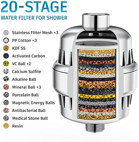 EMBATH DOUSCE CABEÇA COM FILTROS 20 ETAGENAS DE ÁGUA HUDERNA DE PREPAÇÃO DE INTERIDADE 6 Configurações de Spray Filtro de Cabeça