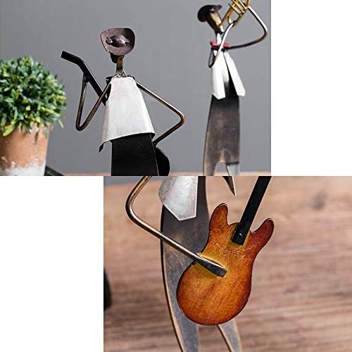 Zlbyb Metal Music Band Figuras Decoração de instrumentos musicais Ornamentos de bateria de guitarra para mobiliário