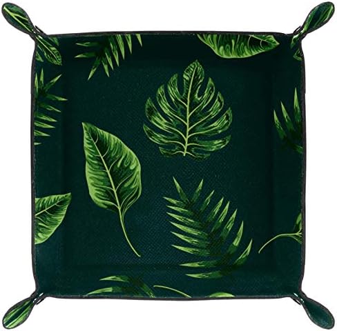 Tropical Palm Leaves Green Organizer Bandeja Caixa de Armazenamento Caddy Bandeja de Desktop Alterar Chave da Carteira