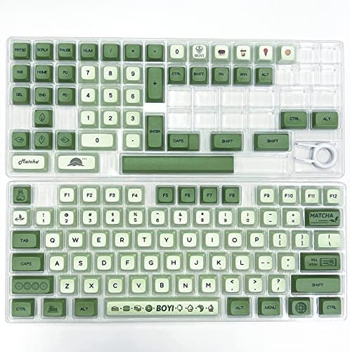 Capas de chaves personalizadas do Boyi Matcha XDA Green, perfil XDA com corante PBT Matcha Inglês Keycap completo 124 conjunto