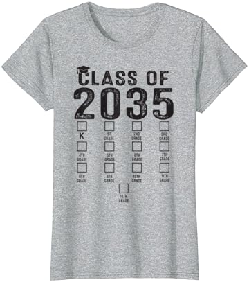 Classe de 2035 Crescer comigo camisa com espaço para marcas de verificação T-shirt