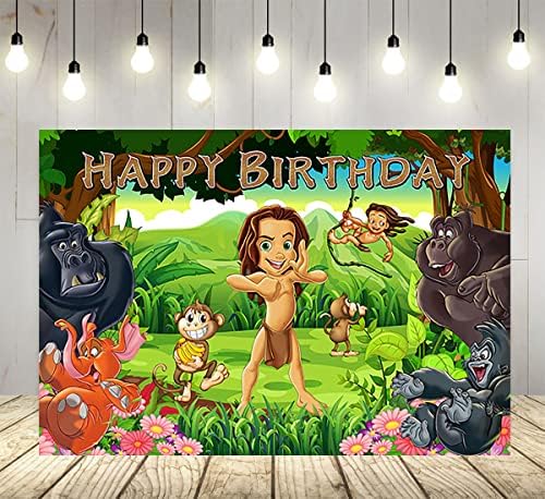 Cenário da selva do safari para festas de aniversário suprimentos de safari panos bordas Tarzan tema Banner de chá de bebê 59x38in