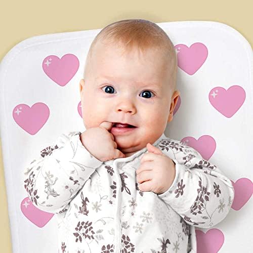 Azeeda 'Pink Heart' Baby Burp / Wash Cloth