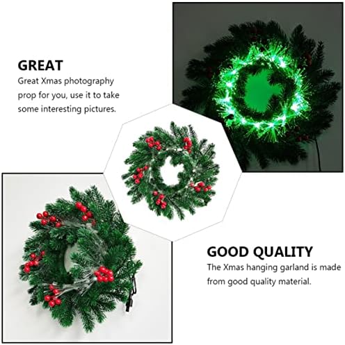 Pretyzoom ser de 5 grinaldas de Natal com grinalda de pinheiro vermelha com luzes de pinheiro com luzes Luzes LEDs de berry de natal