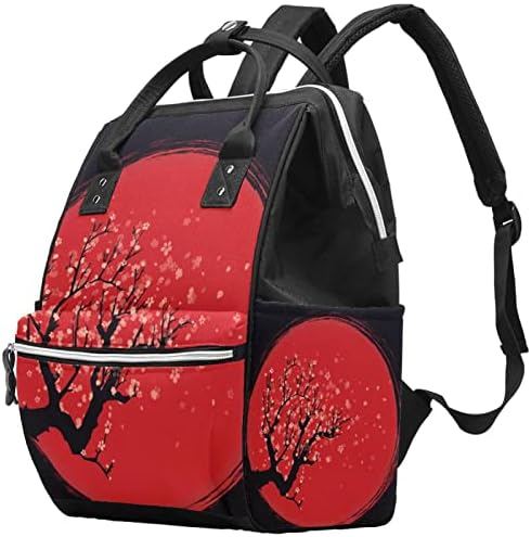 Mão desenhou a mão Artística Japão Cherry Tree Backpack Backpack Baby Napping Sacos Multi Função Bolsa de Viagem de Grande