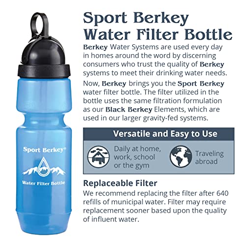 2 pacote de garrafas de filtro de água esportiva Berkey ideal para uso diário em movimento-administrando, esportes, exercícios,