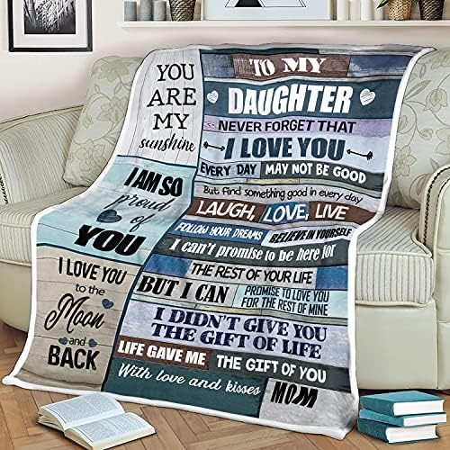 60x80 polegadas para minha filha - Presente da filha do cobertor da mãe - você é meu sol dos cobertores personalizados,
