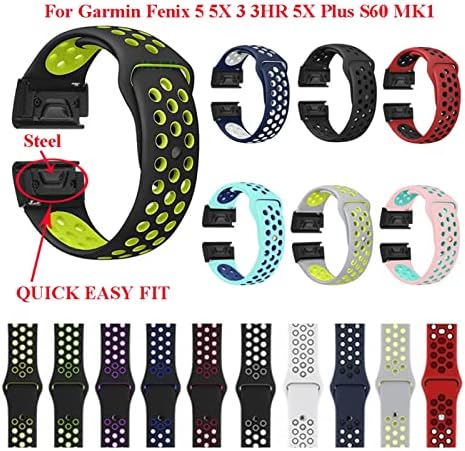 Schik 22 26mm Silicone Watch Band Easy Quick Fit Strap para Garmin Fenix ​​7 7x/3HR/Fenix ​​5x/Fenix ​​5x Plus/S60/D2/Mk1/Fenix ​​5/Fenix