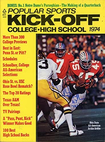 Archie Griffin autografou 1974 Ohio St Kickoff Magazine HT Beckett 38143 - Revistas de faculdade autografadas