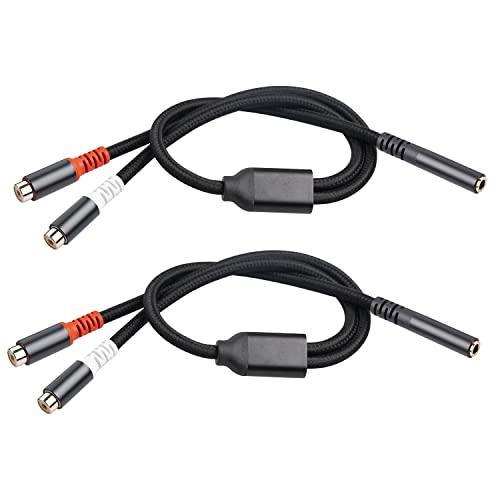 Cabo de 3,5 mm a 2 RCA, concha de cobre com casca de cobre de 3,5 mm para 2RCA Fêmea de extensão do adaptador de áudio