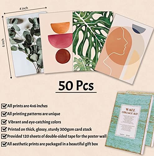 50pcs Boho Wall Collage Kit Fotos estéticas, decoração da sala de peitoril de pêssego para estética do quarto, pôsteres